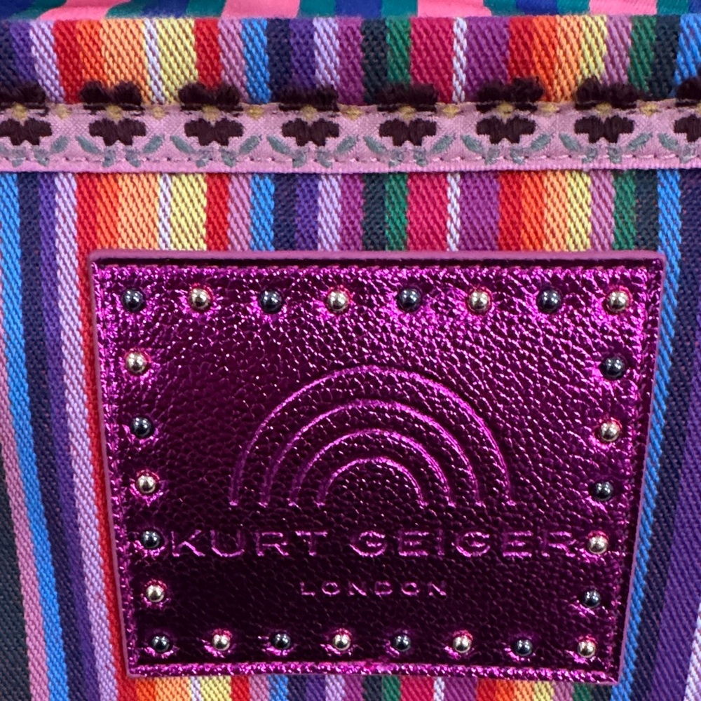 Kurt Geiger Multicolor Striped BEACH POOL Tote with Pink Accent - Picture 2 of 5